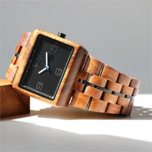 Solid Koa Wood Watch Square Face/ Gunmetal