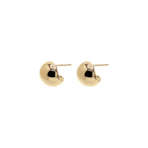 Solid Round Puffy Button Stud Earring 14K