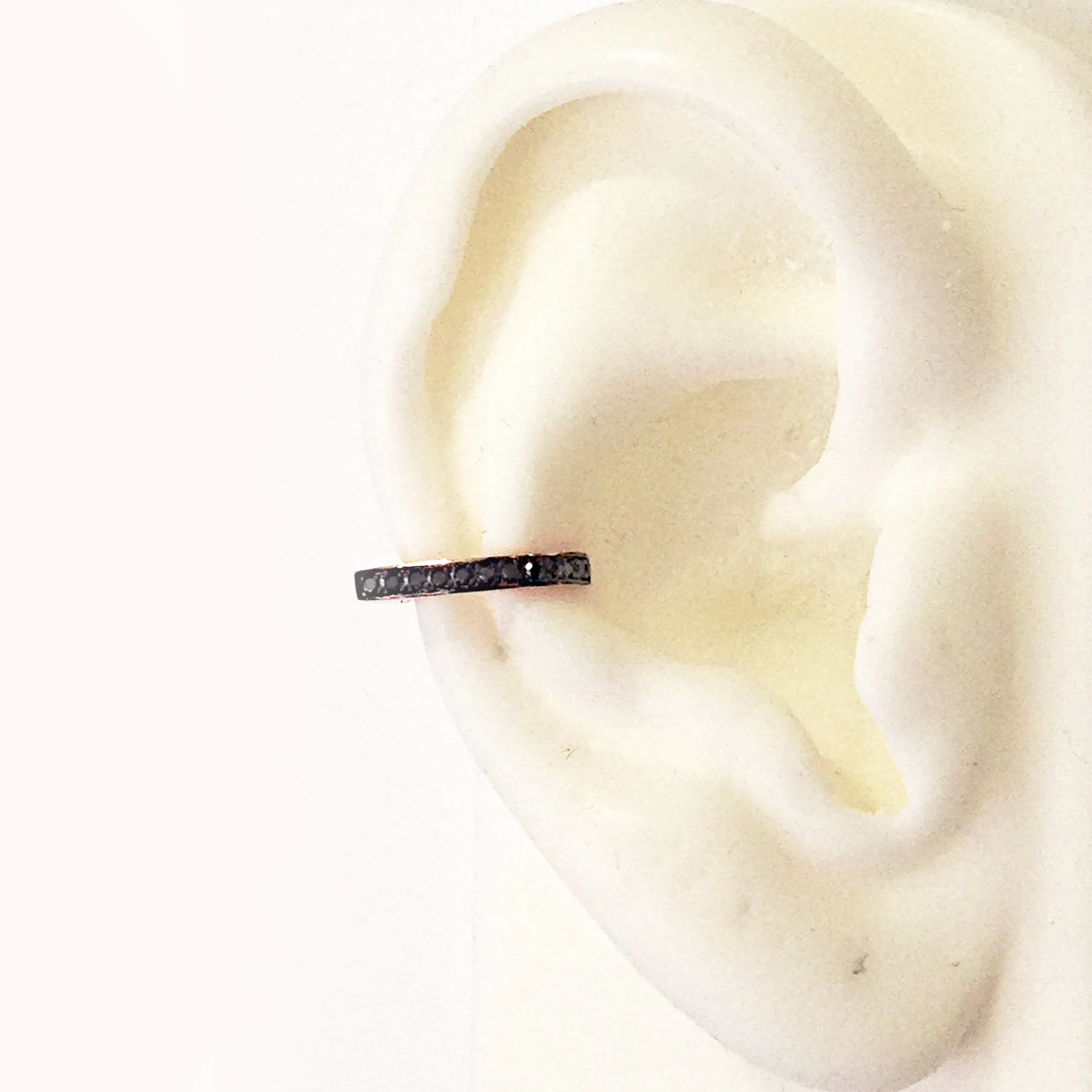 Spike Collection: 14K Gold Pavé Black Diamond Spike Point Ear Cuff