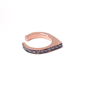 Spike Collection: 14K Gold Pavé Black Diamond Spike Point Ear Cuff