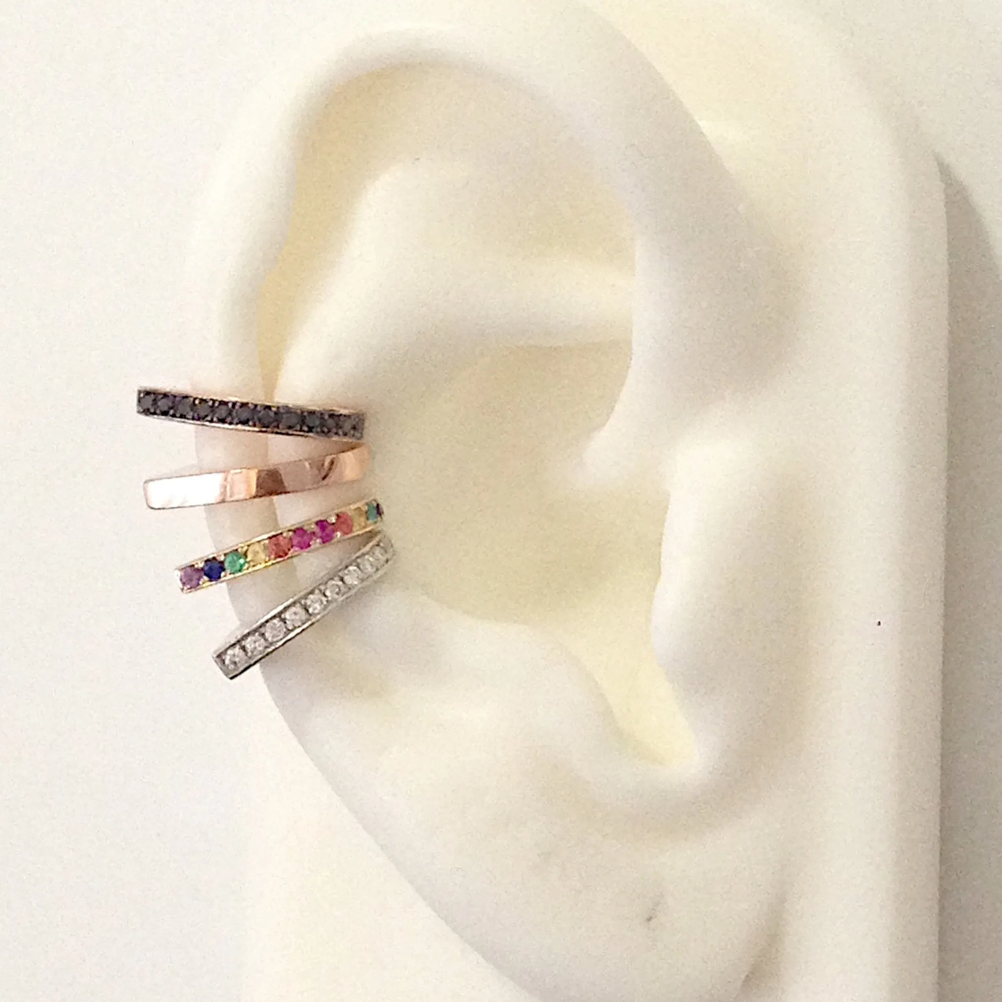 Spike Collection: 14K Gold Pavé Black Diamond Spike Point Ear Cuff