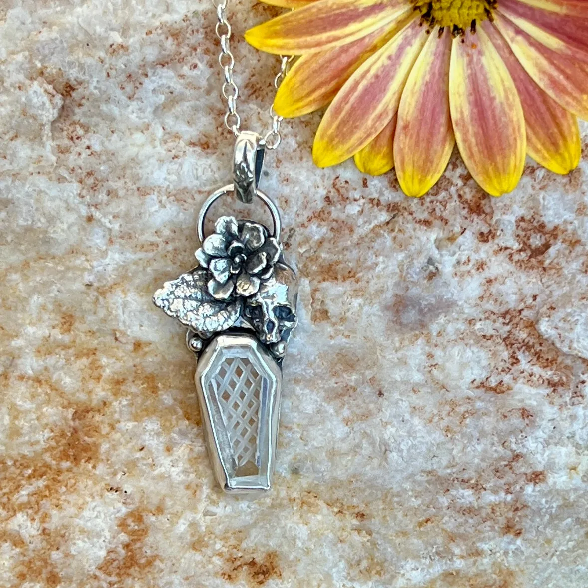 Spooky Vibes- Ice crystal carved faceted gem necklace