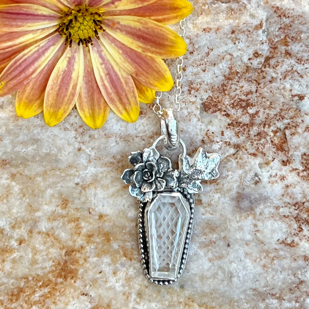 Spooky Vibes- Ice crystal carved faceted gem necklace