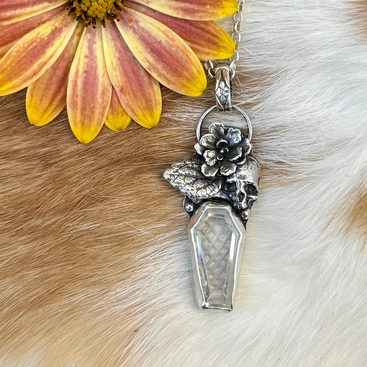 Spooky Vibes- Ice crystal carved faceted gem necklace