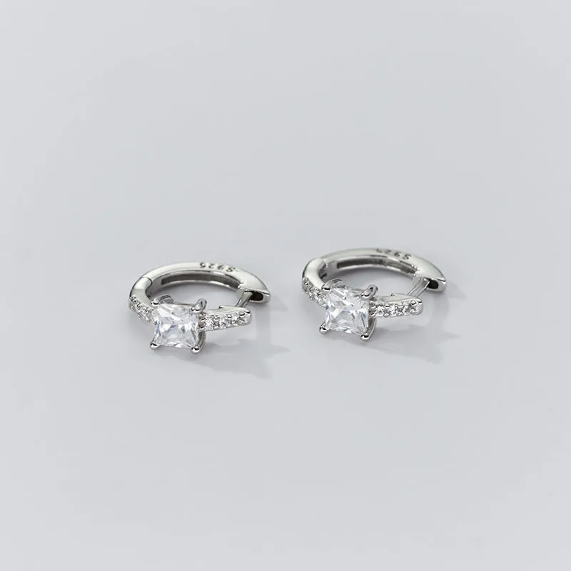 Square Stone Huggie earrings-SH069