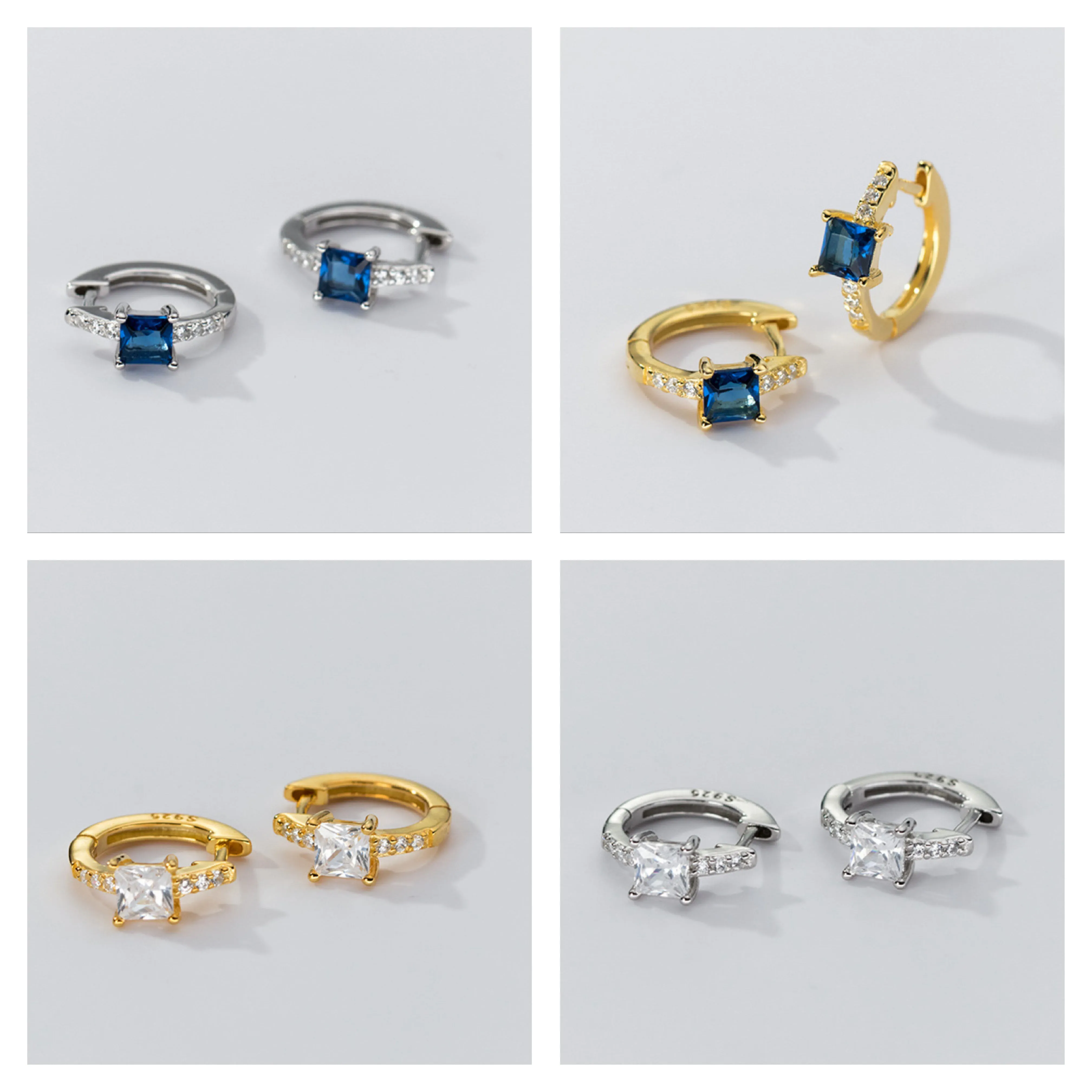 Square Stone Huggie earrings-SH069