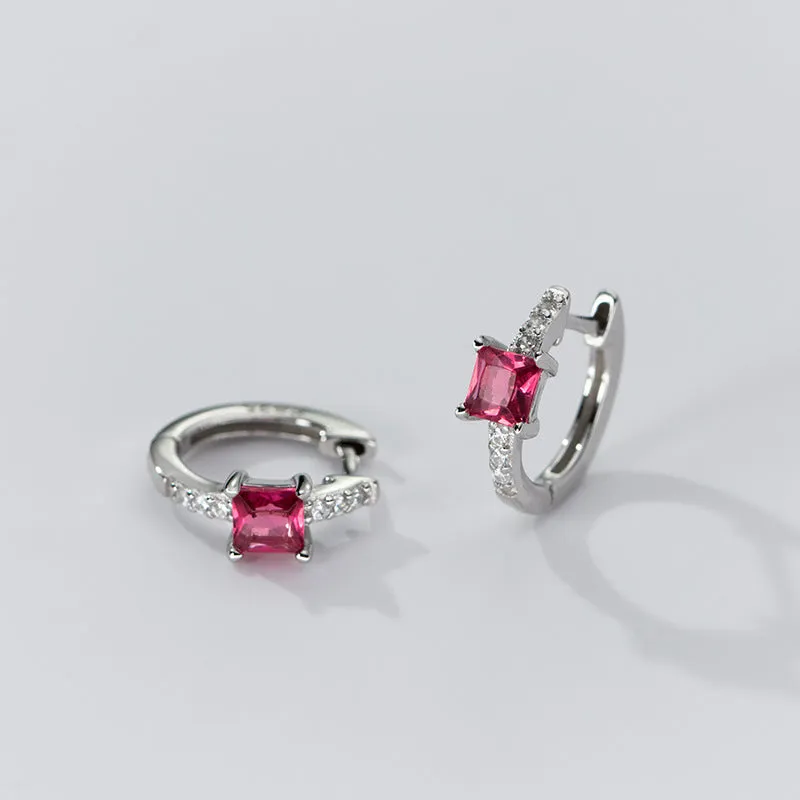Square Stone Huggie earrings-SH069