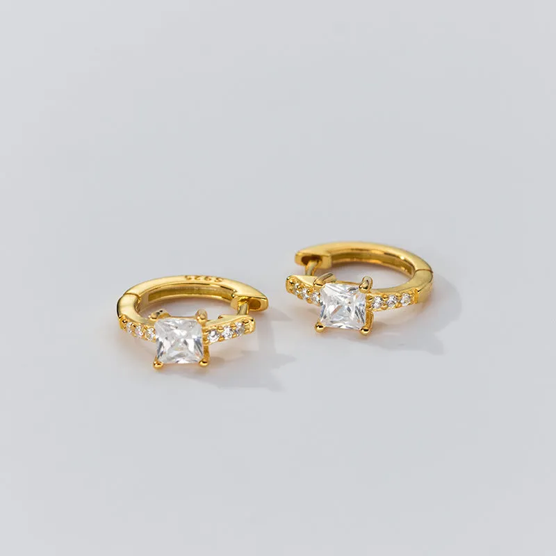 Square Stone Huggie earrings-SH069
