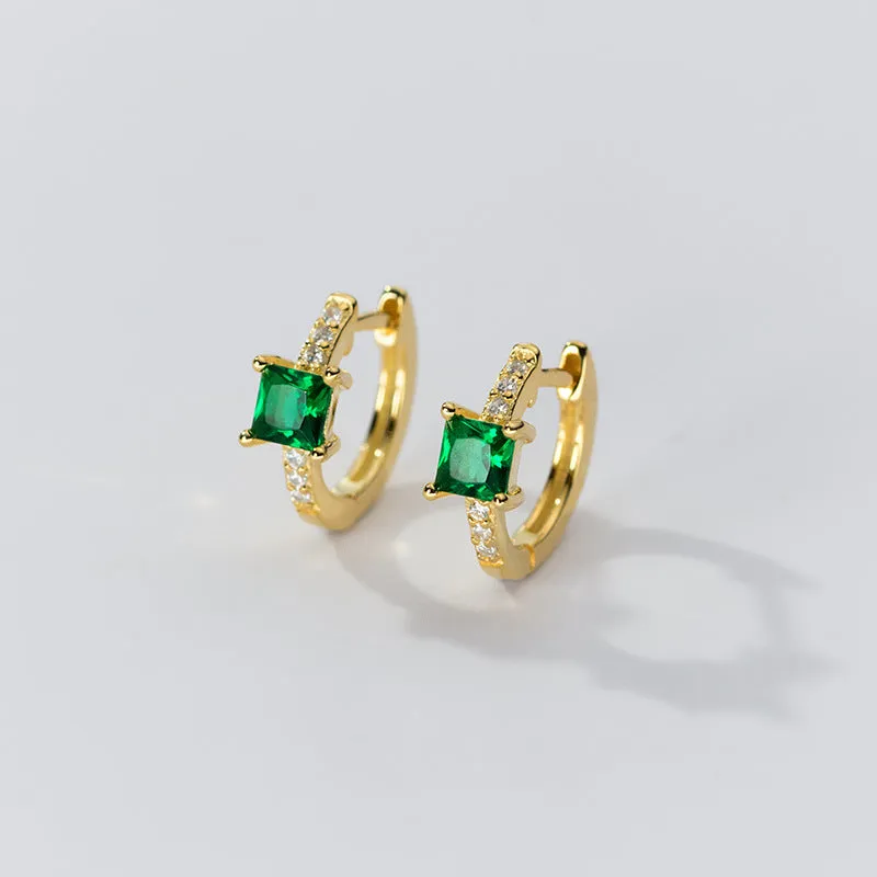 Square Stone Huggie earrings-SH069