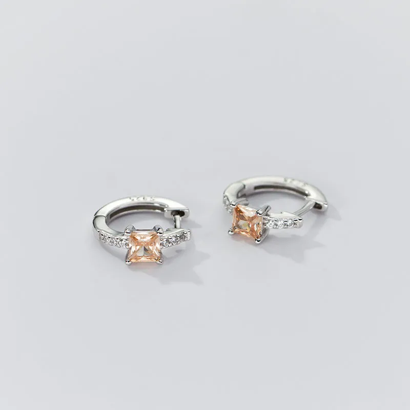 Square Stone Huggie earrings-SH069