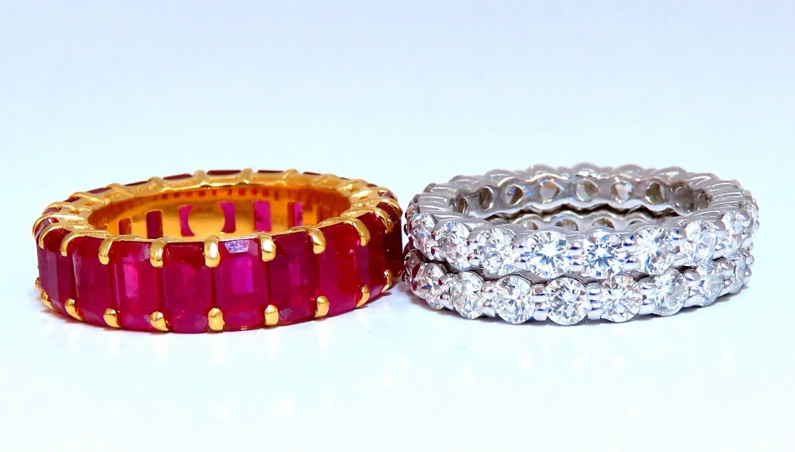 Stackable Ruby Diamonds eternity Rings 14kt Natural Vivid Reds Stacking 11.36ct