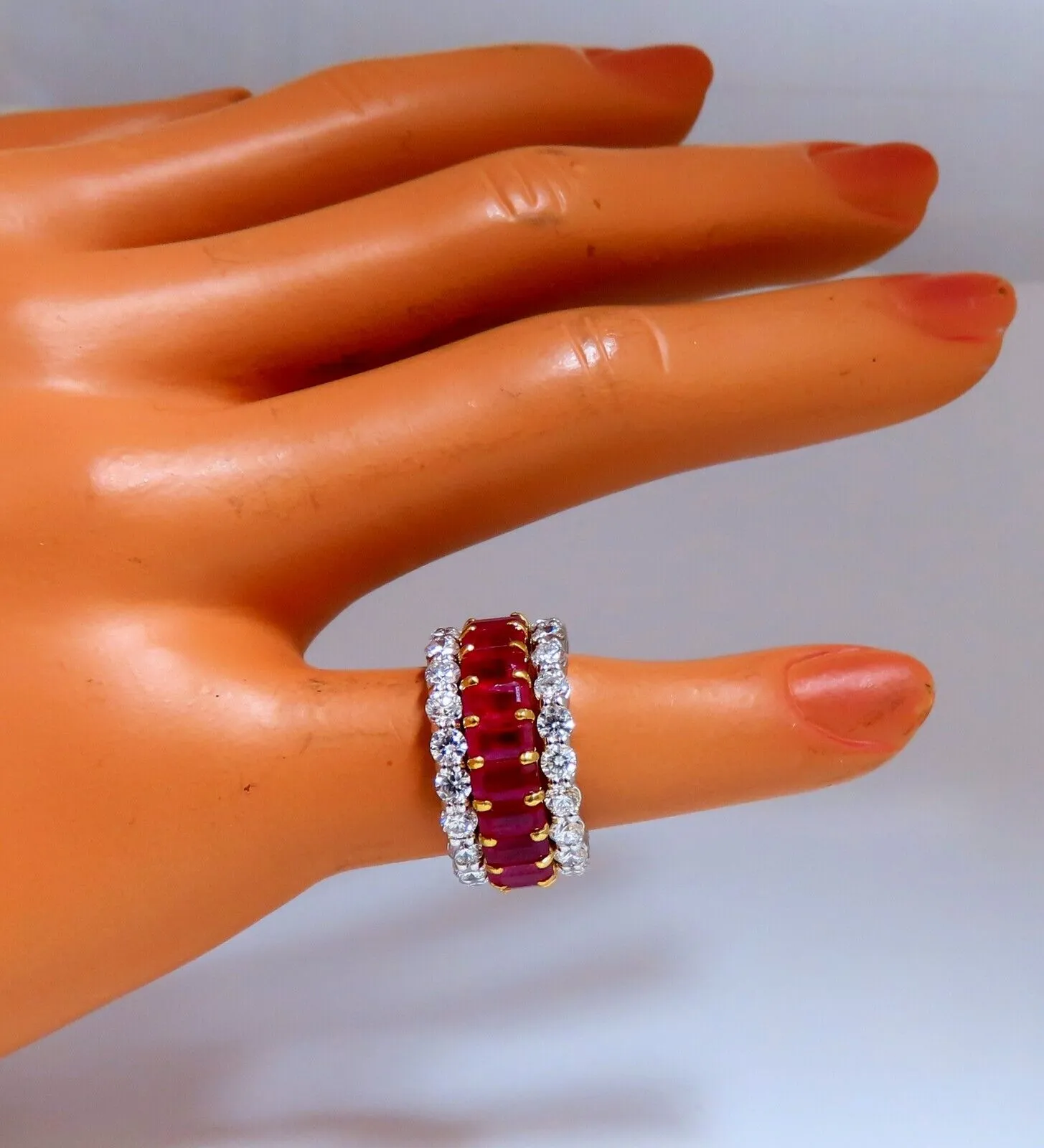 Stackable Ruby Diamonds eternity Rings 14kt Natural Vivid Reds Stacking 11.36ct