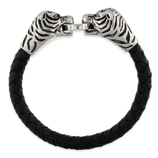 Stainless Steel Tiger Leather Bracelet