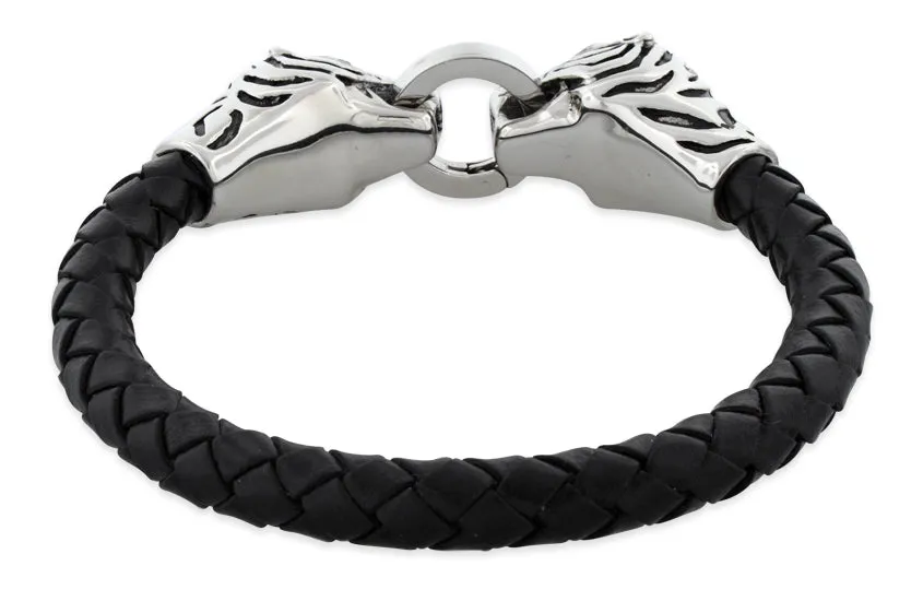 Stainless Steel Tiger Leather Bracelet