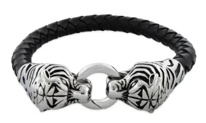 Stainless Steel Tiger Leather Bracelet