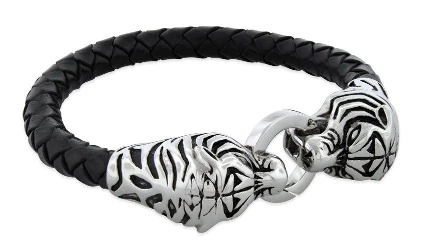 Stainless Steel Tiger Leather Bracelet