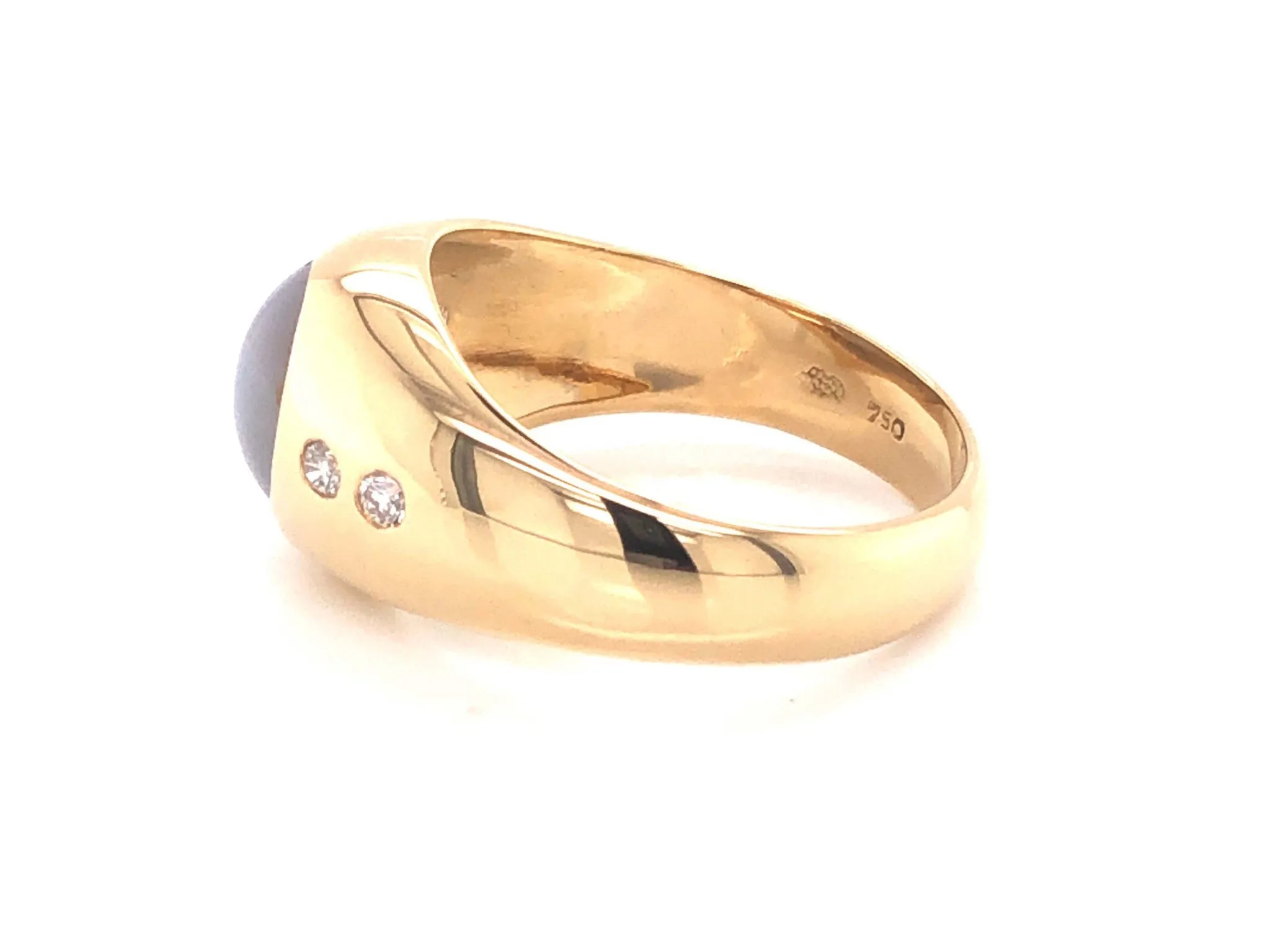 Star Sapphire and Diamond Pinky Ring - 18k Yellow Gold