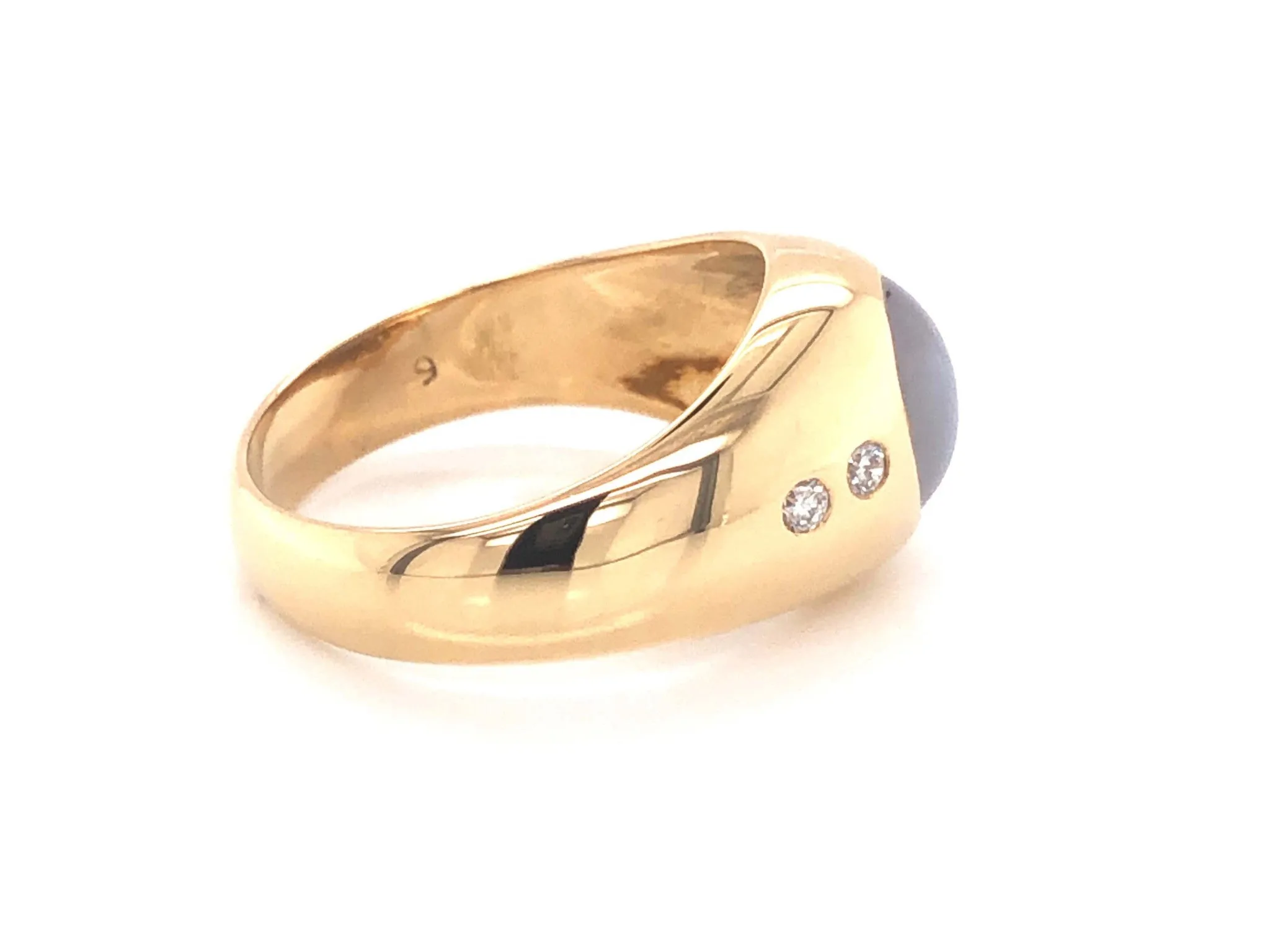 Star Sapphire and Diamond Pinky Ring - 18k Yellow Gold