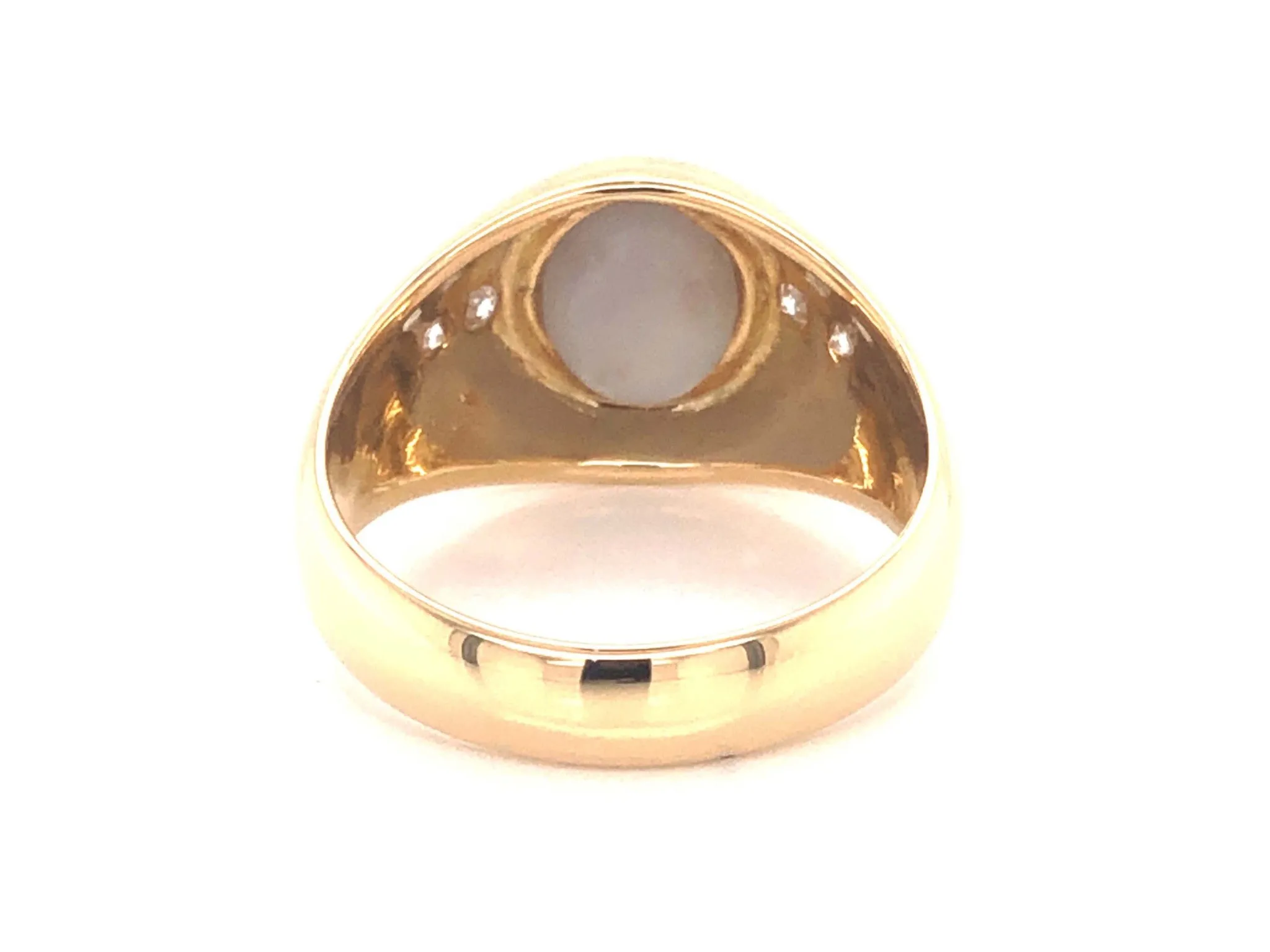 Star Sapphire and Diamond Pinky Ring - 18k Yellow Gold