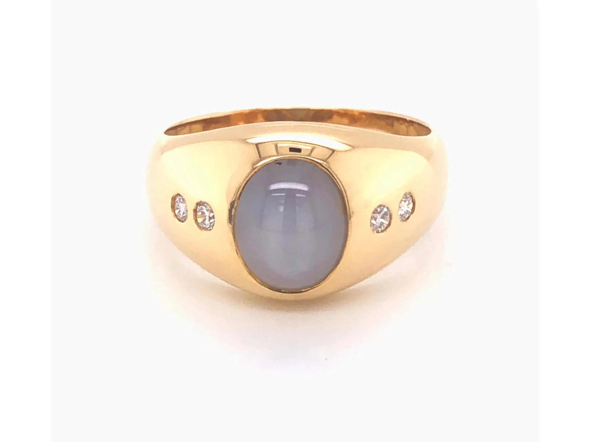 Star Sapphire and Diamond Pinky Ring - 18k Yellow Gold
