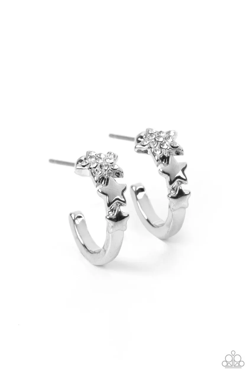 Starfish Showpiece - White - Rhinestone Star Tiny Paparazzi Hoop