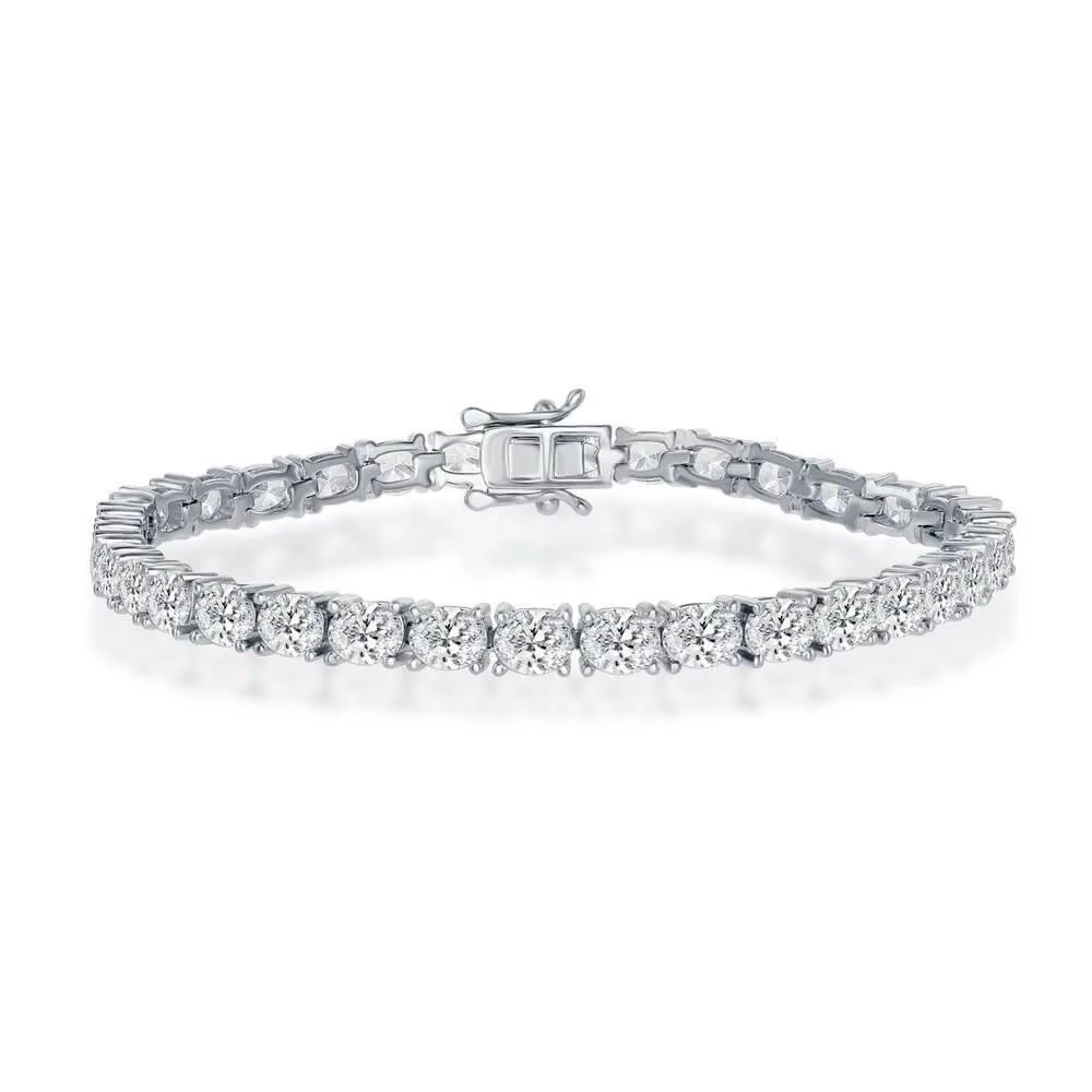 Sterling Silver 5x4mm Oval CZ Tennis Bracelet