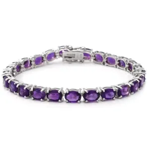Sterling Silver Amethyst Gemstone Tennis Bracelet (14.5.cts.tw)
