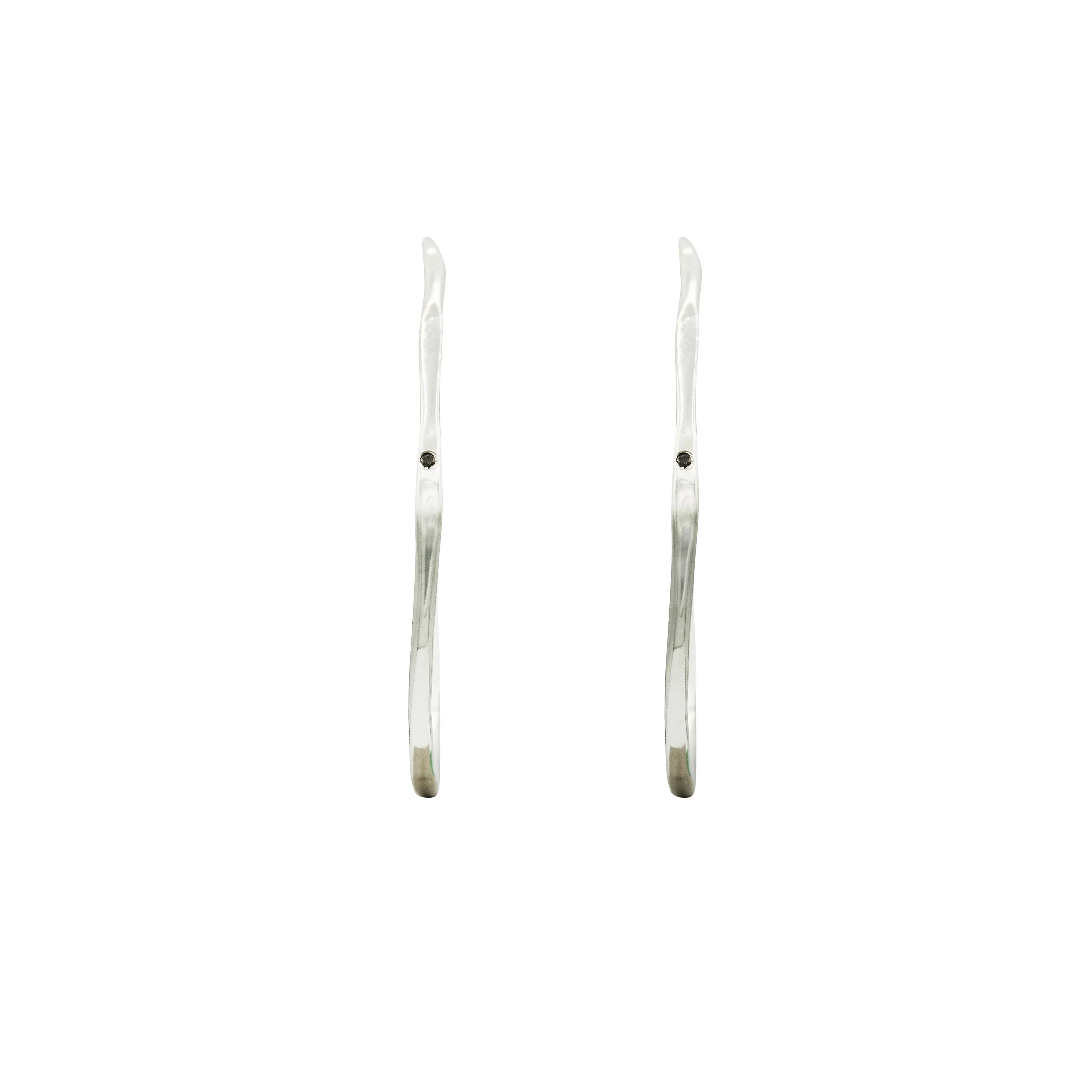 Sterling Silver & Black Diamond Hoops