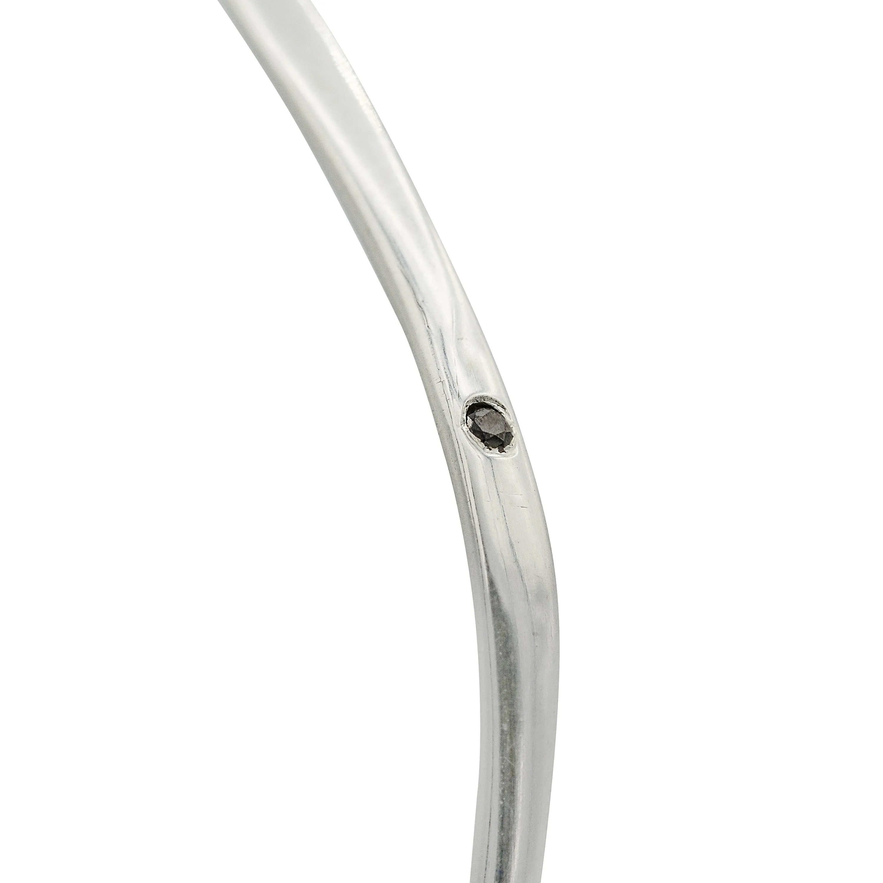 Sterling Silver & Black Diamond Hoops