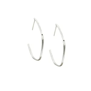Sterling Silver & Black Diamond Hoops