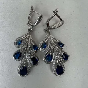 Sterling Silver and CZ Stones Drop Earrings