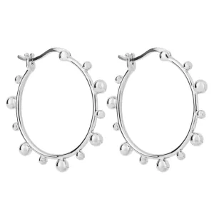 Sterling Silver Beaded Hoop Earrings