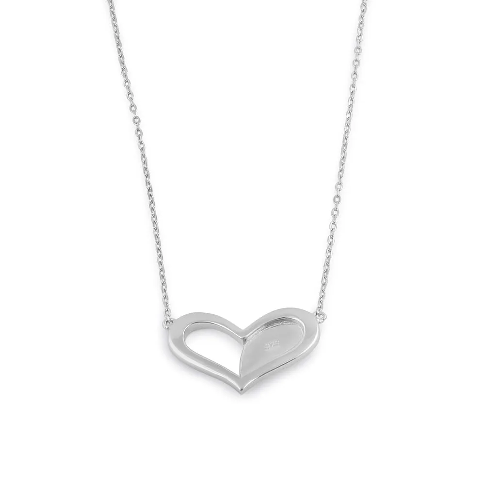 Sterling Silver Blue Lavender Heart Necklace