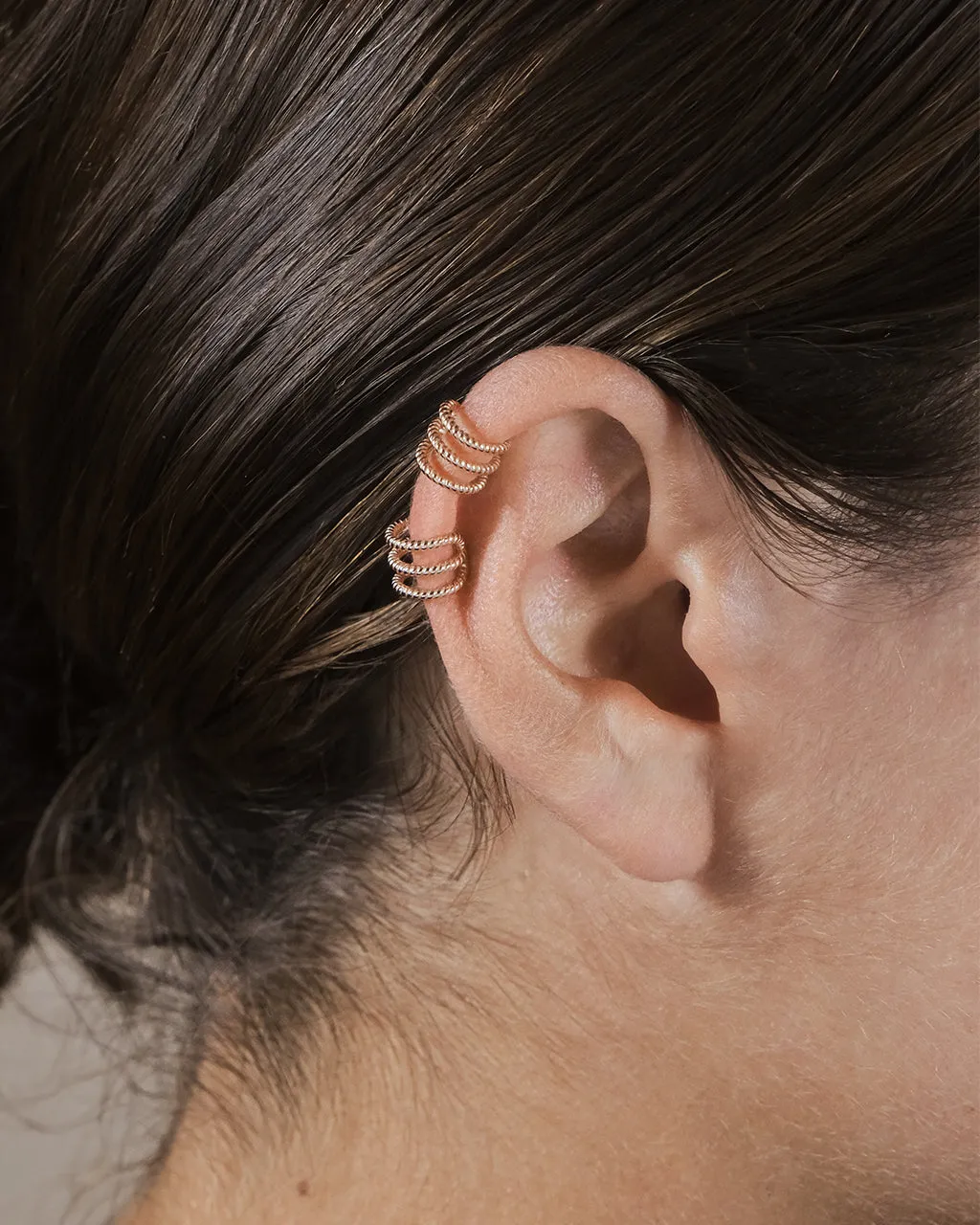 Sterling Silver Braided Triple Row Ear Cuff Set of 2