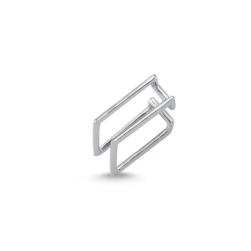 Sterling Silver Cartilage Cuffs Earrings with CZ Crystals - Handmade, 18K Plated, 0.47" Diameter, Sold in Pairs