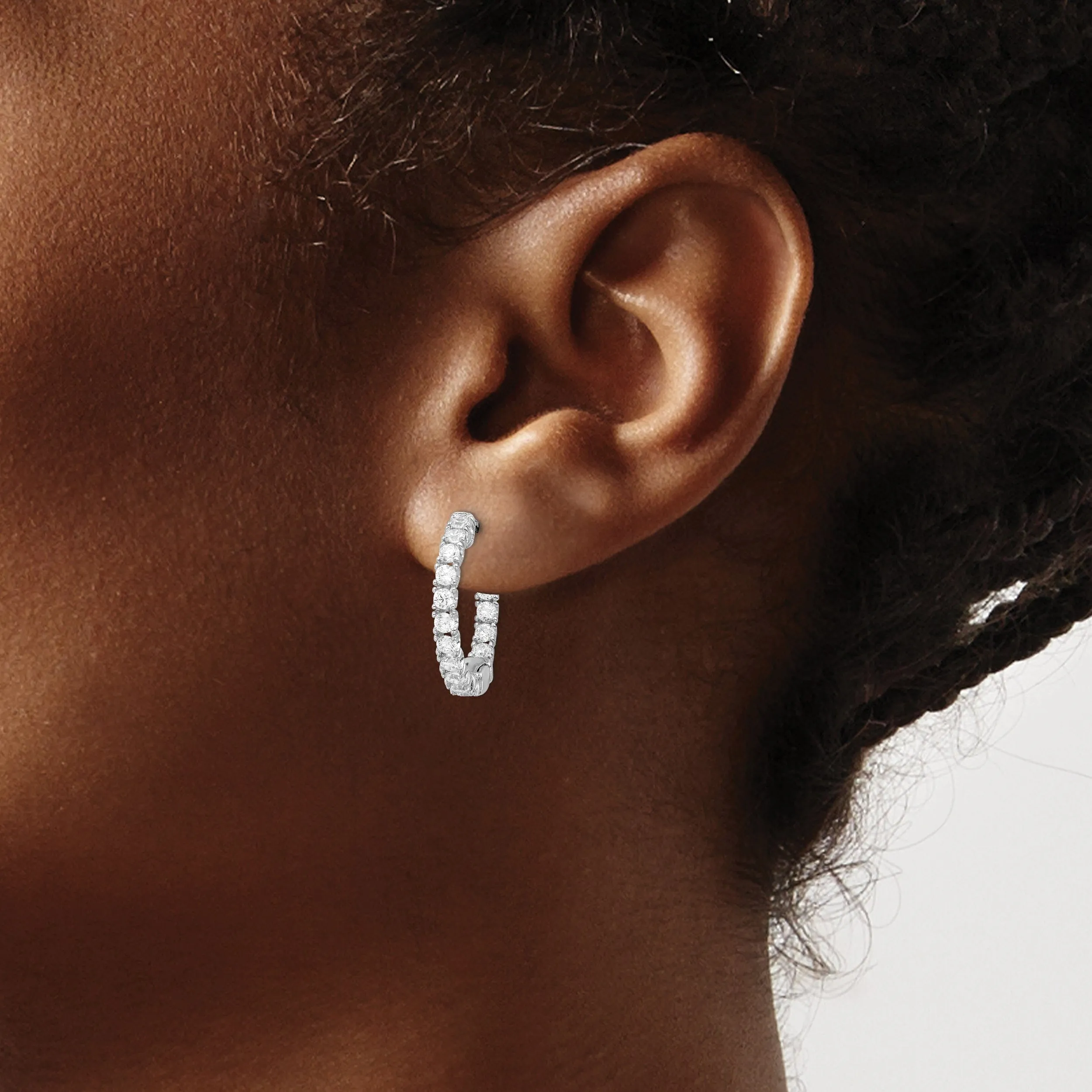 Sterling Silver CZ Hoop Earrings