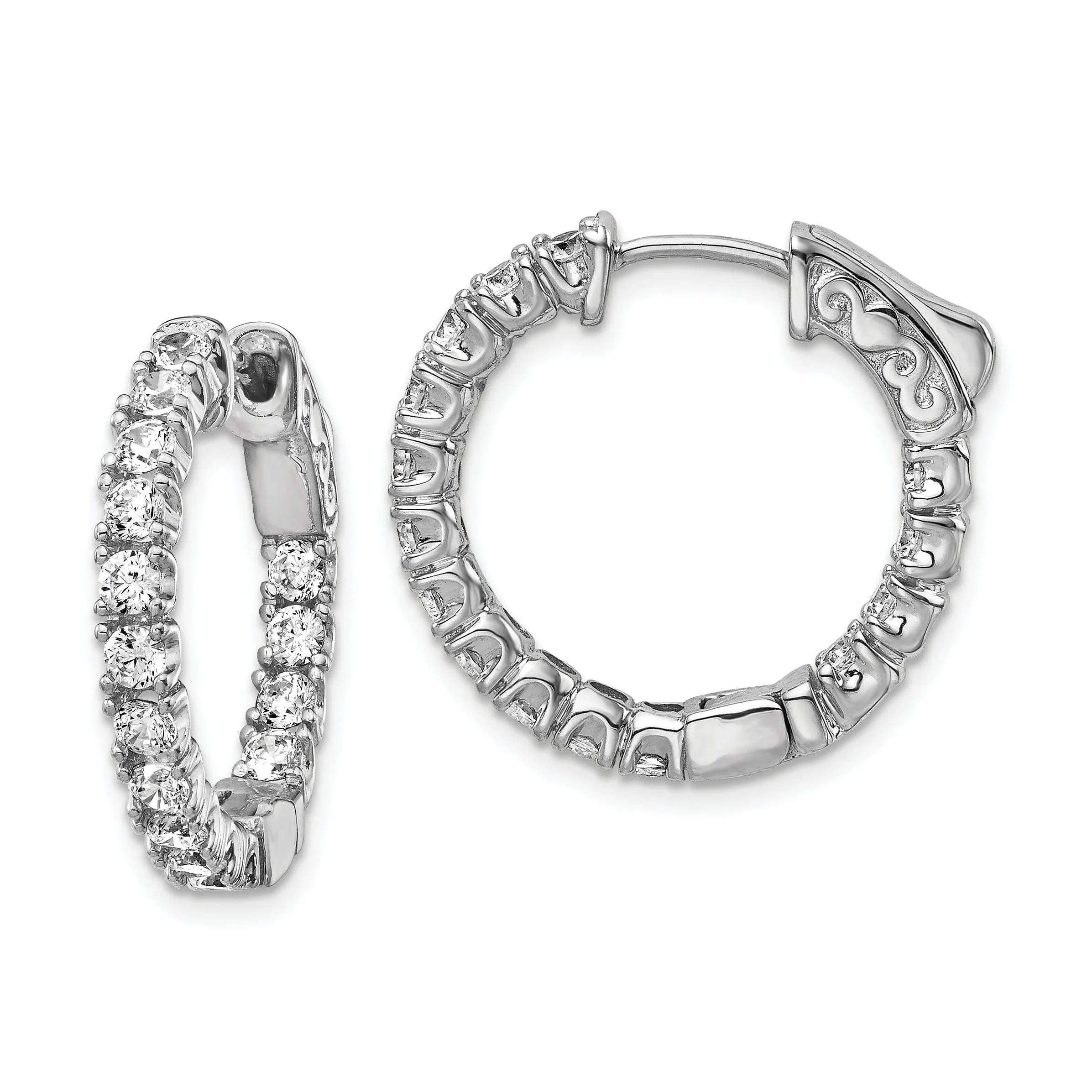 Sterling Silver CZ Hoop Earrings