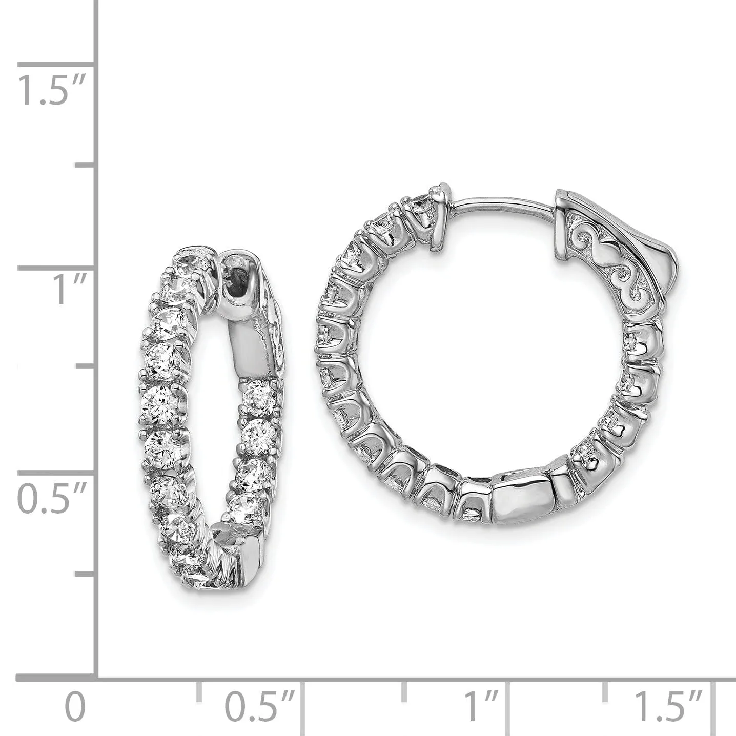 Sterling Silver CZ Hoop Earrings