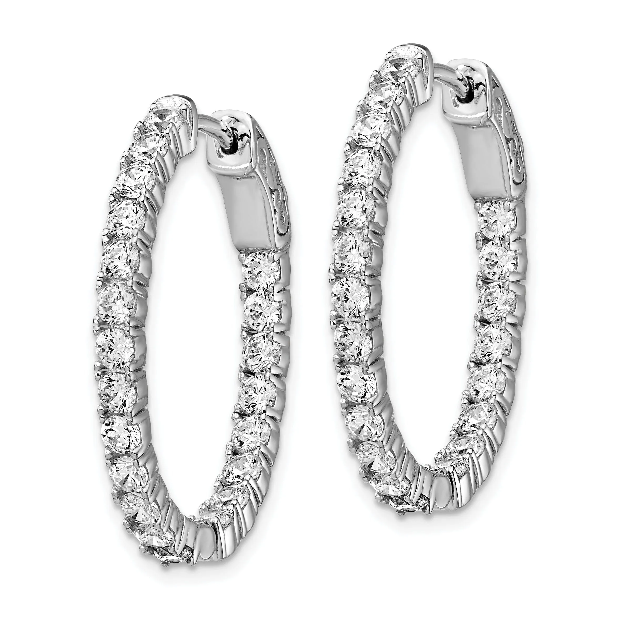 Sterling Silver CZ Oval Hoop Earrings