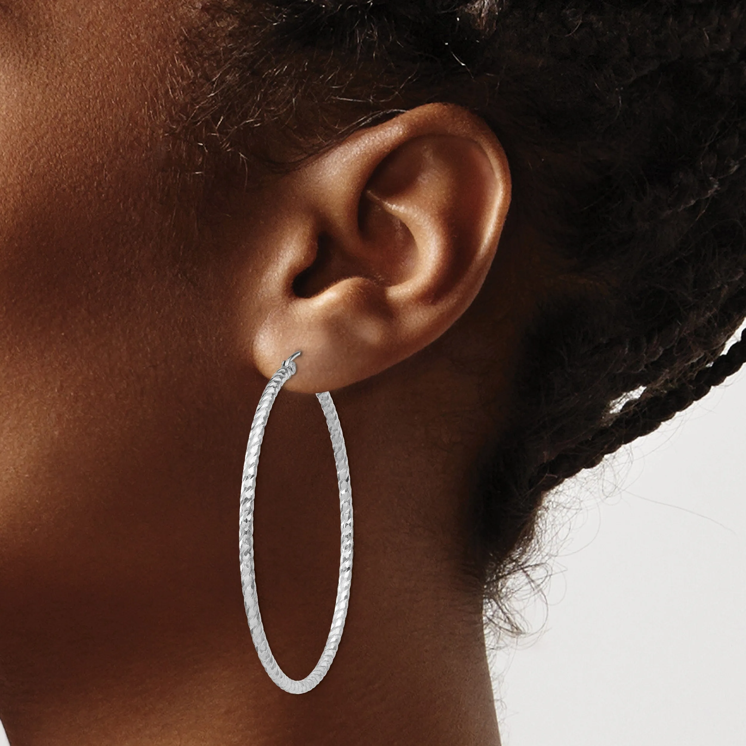 Sterling Silver D.C Hollow Hinged Hoop Earrings