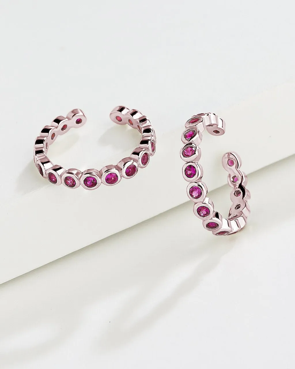 Sterling Silver Delicate Bubble CZ Ear Cuff Set of 2