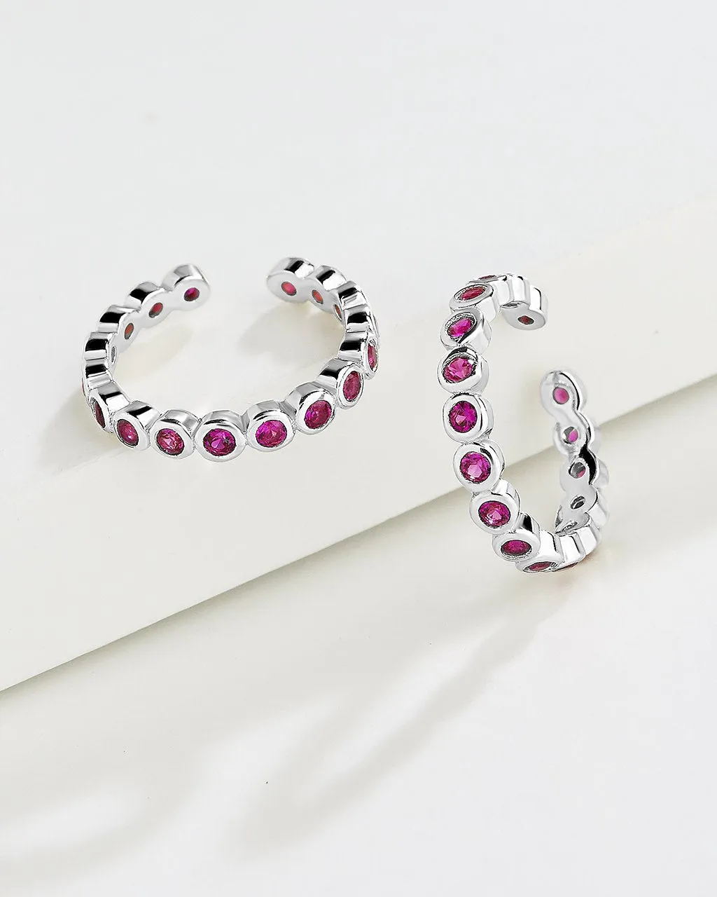 Sterling Silver Delicate Bubble CZ Ear Cuff Set of 2