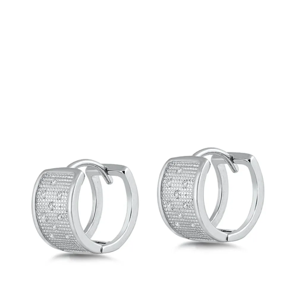 Sterling Silver Fashion Clear CZ Elegant Hoop High Polished Earrings 925 New