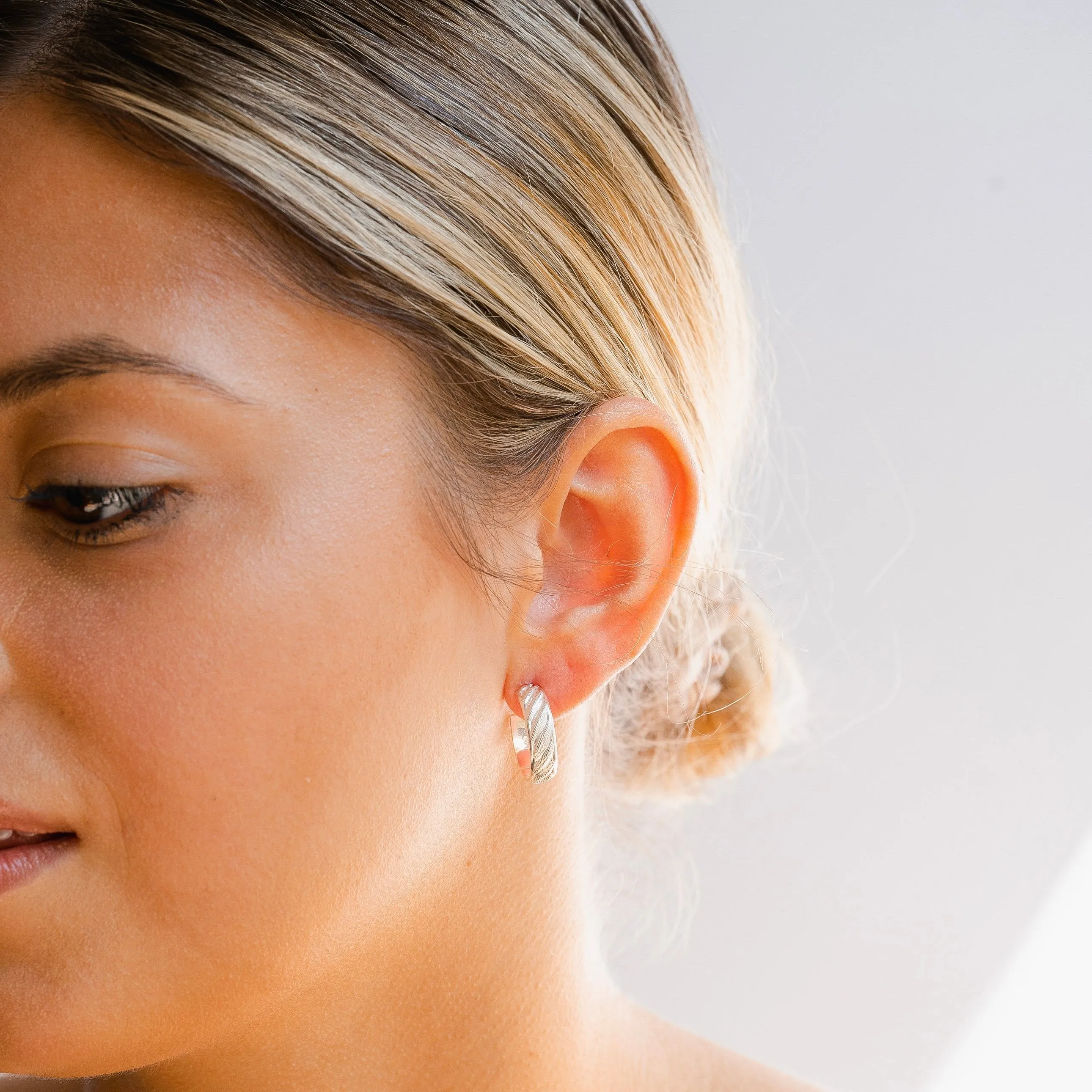 Sterling Silver Hoop Earrings- Decorative Rope Hoop- Choose size