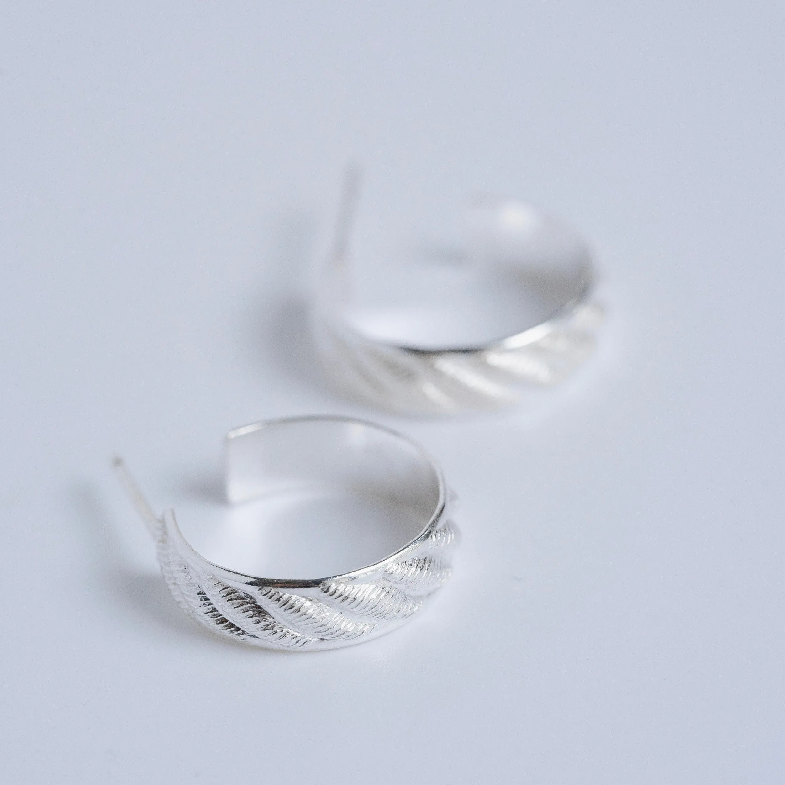 Sterling Silver Hoop Earrings- Decorative Rope Hoop- Choose size