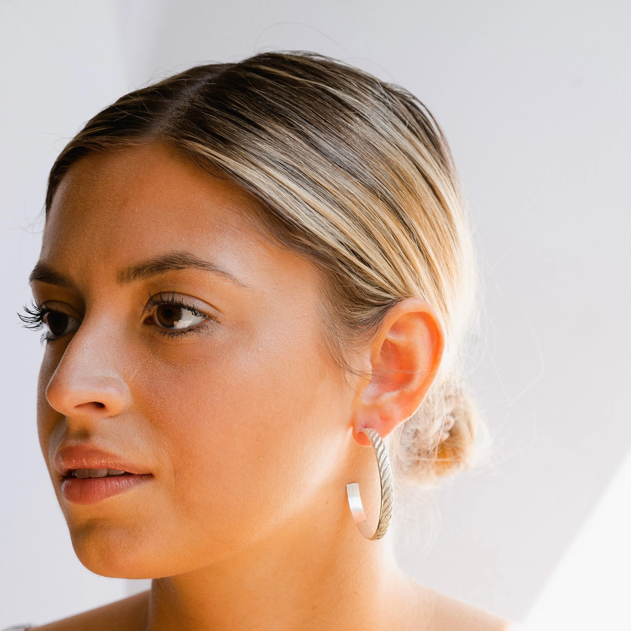 Sterling Silver Hoop Earrings- Decorative Rope Hoop- Choose size