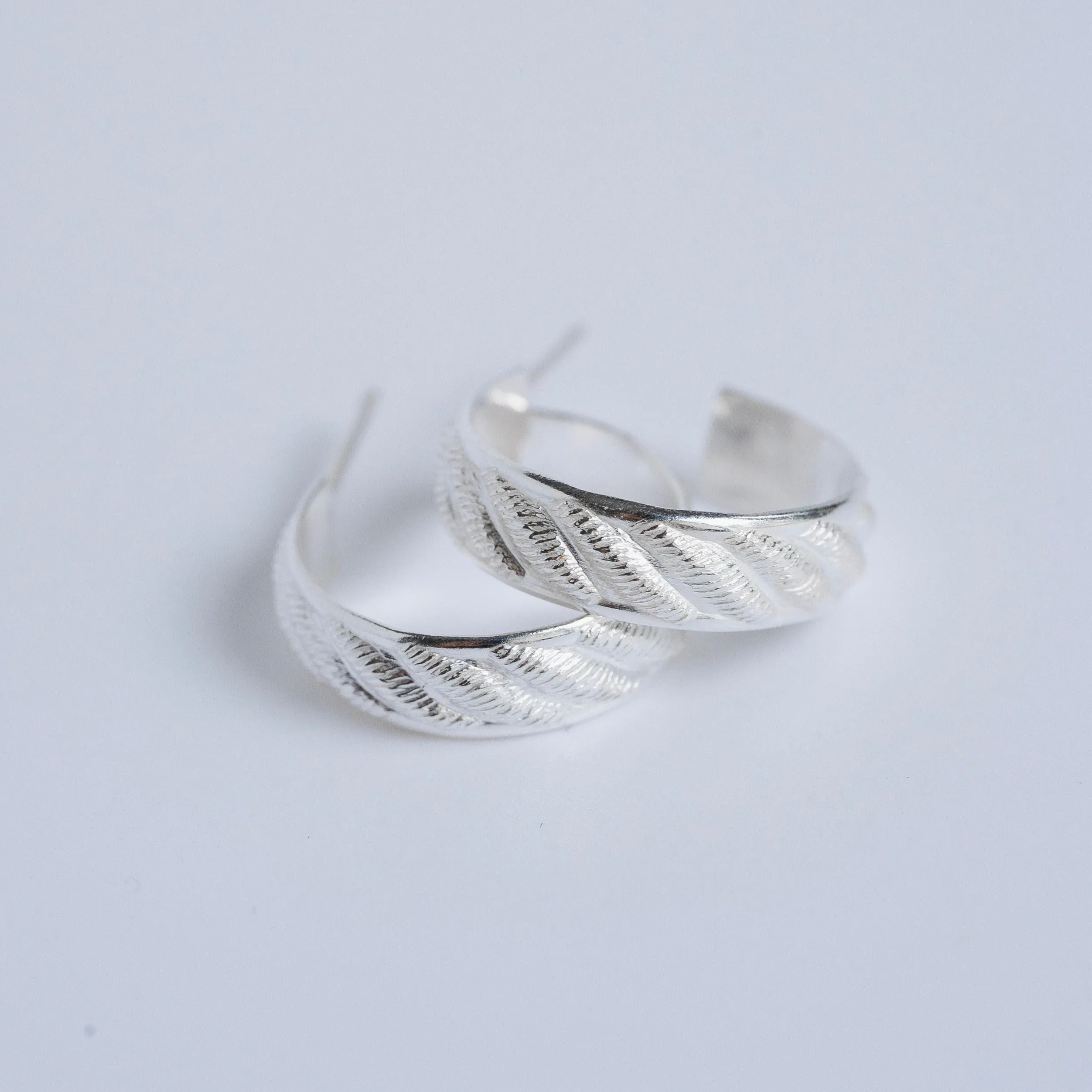 Sterling Silver Hoop Earrings- Decorative Rope Hoop- Choose size