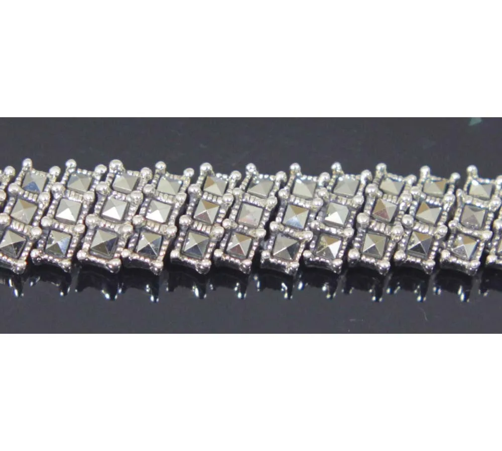 Sterling Silver Marcasite Tennis Bracelet 6.5"