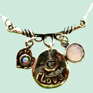 Sterling Silver Necklace Love Pendants for woman with Gemstones