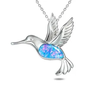 Sterling Silver Opal Hummingbird Pendant by Alamea